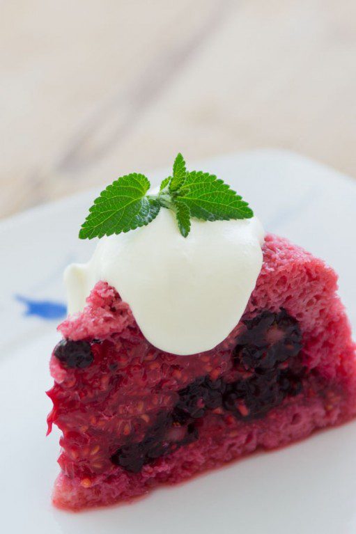 Summer berry pudding with blackberries and raspberries